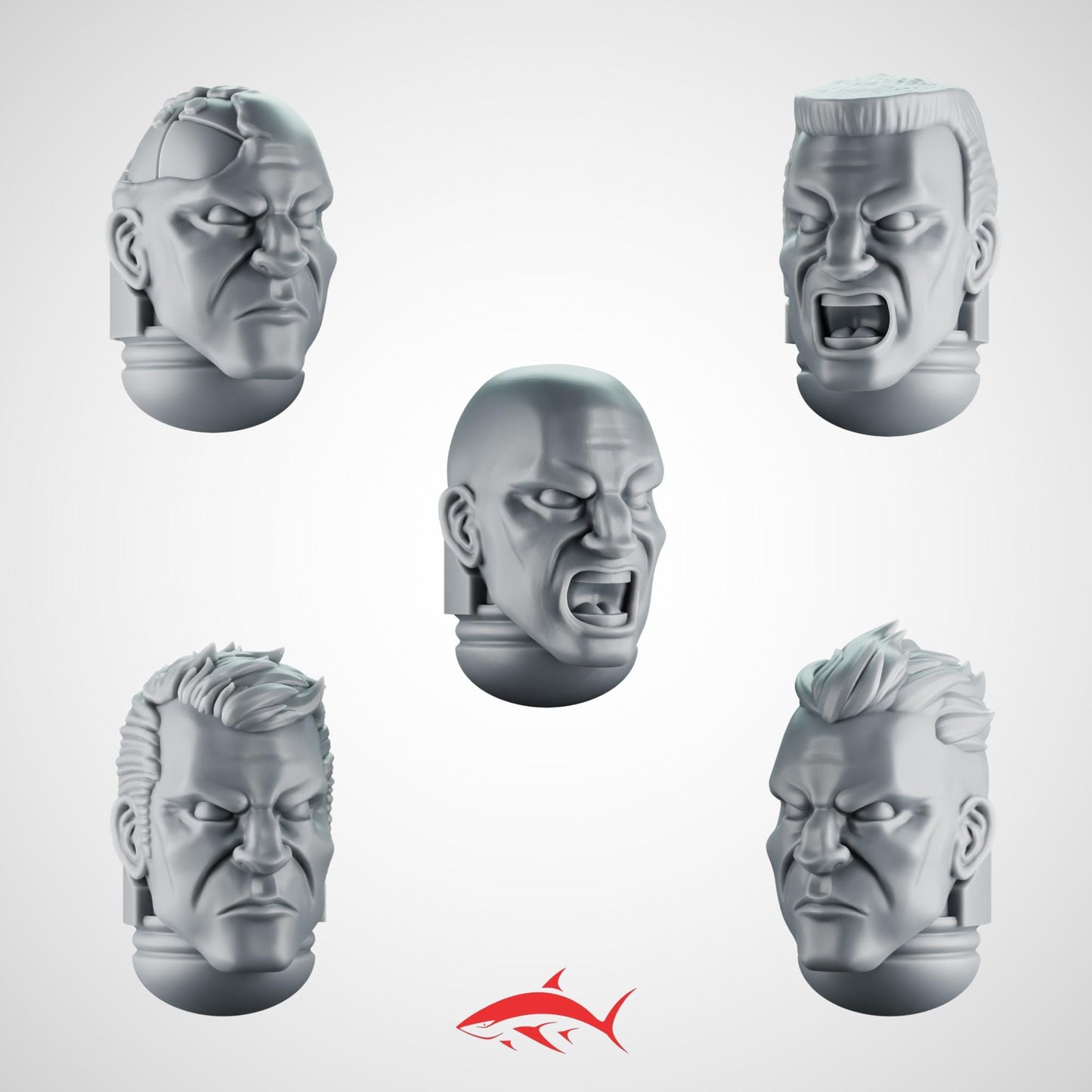 Set 1 - 5 Soldier Heads – Grim Warrior Bits Ultra HD 14K