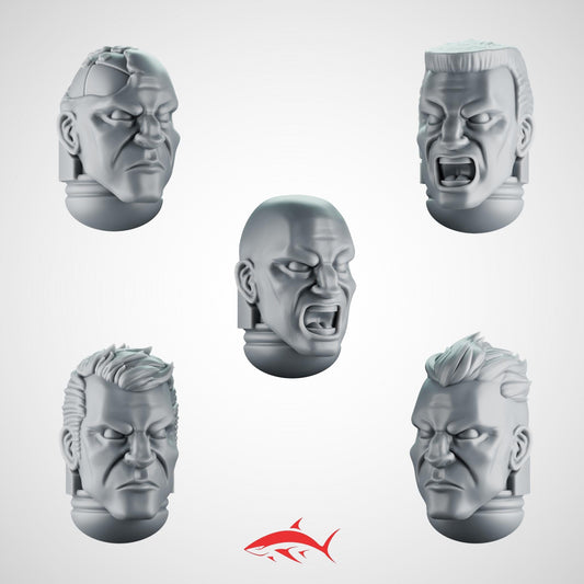 Set 1 - 5 Soldier Heads – Grim Warrior Bits Ultra HD 14K