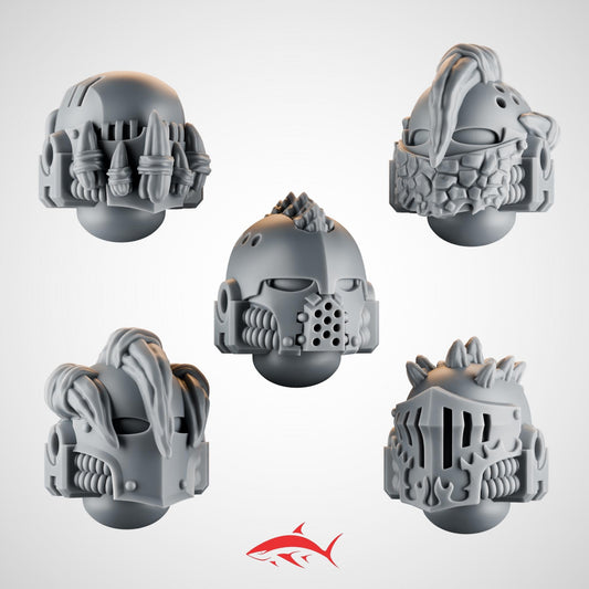 Set 2 – 5 Emberforge Heads for Fire Lizard – Horned Helms, Dragon-Skull Masks & Lava-Scale Visors