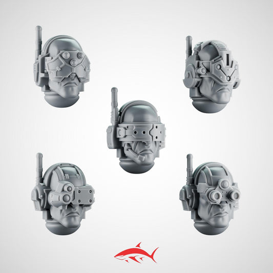 SET 3 - 5 Rapt’ops Tactical Heads – Jungle Recon Warrior Bits with Visors & Bandanas – 32mm