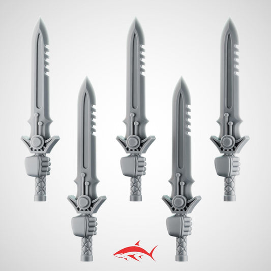 5 Swords –  Generic Double-Edged Serrated Swords - Bits Ultra HD 14K