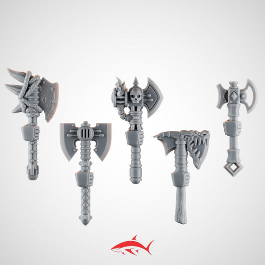 Set 1 – 5 Emberforge Axes for Fire Lizard – Dragon-Claw, Totem & Flame-Engraved War Axes