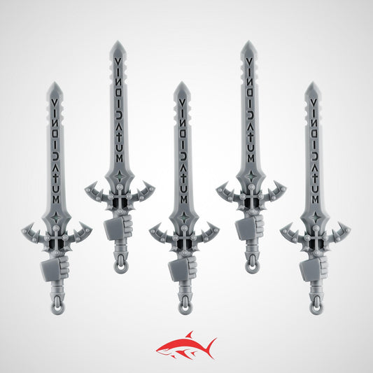 Set 5 - 5 Black Crusader without Chain Swords – Knightly Power Blades – Ultra HD 14K