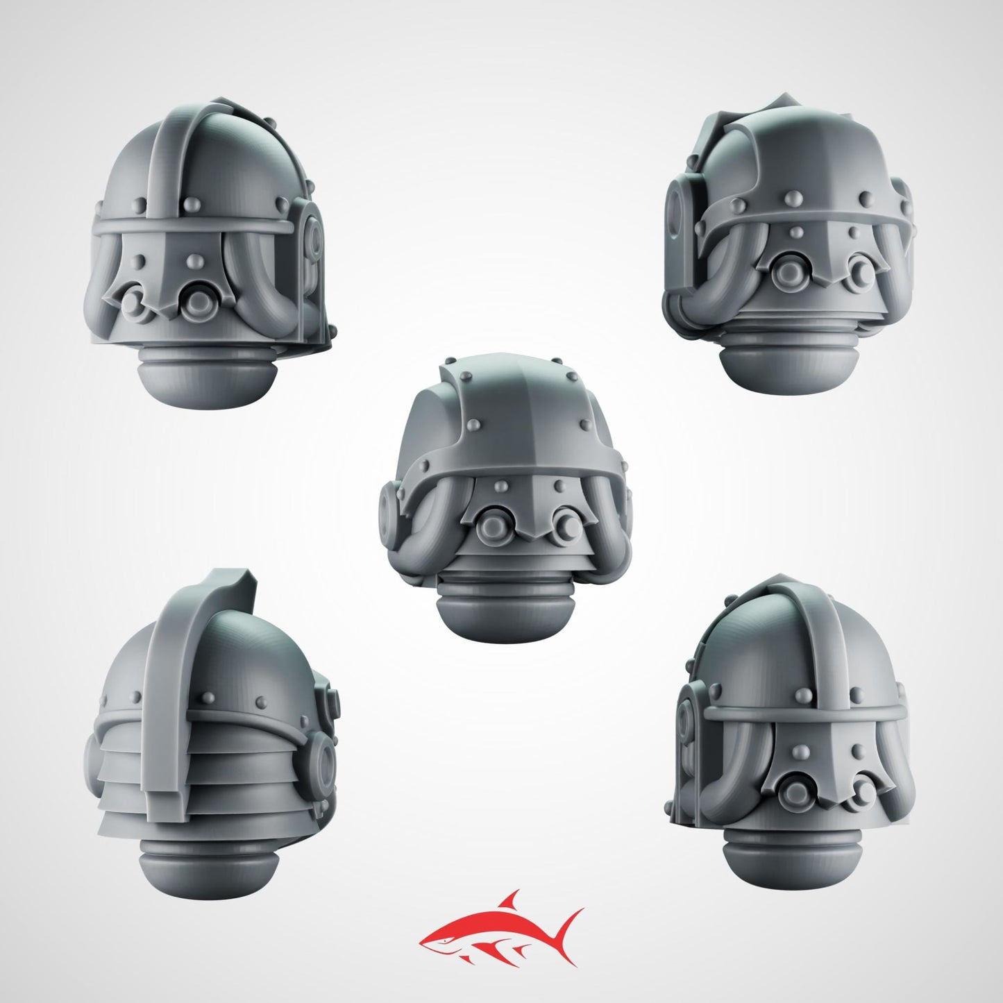 SET 4 - 5 Crusader Helmets – Gothic Heads for Black Faith Warriors – 32mm Kitbash Bits