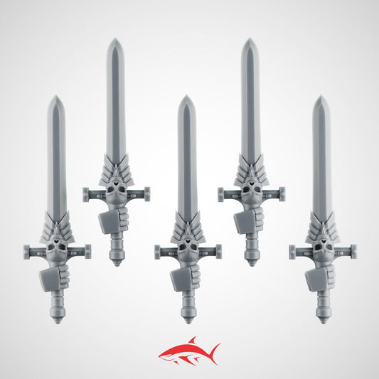 Set 2 - 5 Black Crusader without Chain Swords – Knightly Power Blades – Ultra HD 14K