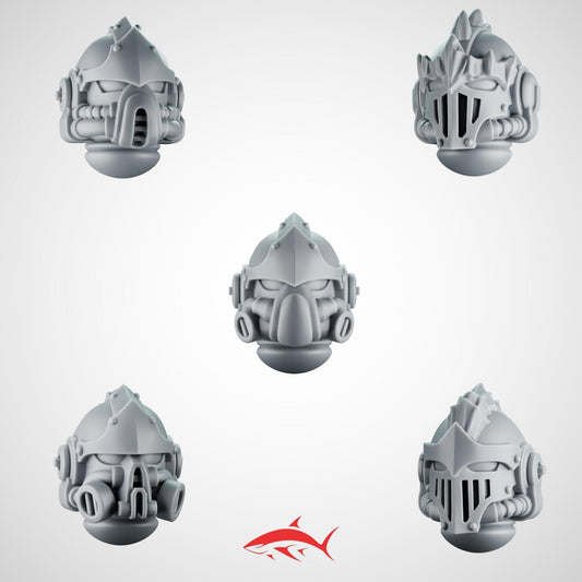 Set 6 – 5 Greytide Heads for Fire Lizard – Horned Helms, Dragon-Skull Masks & Lava-proof helmet