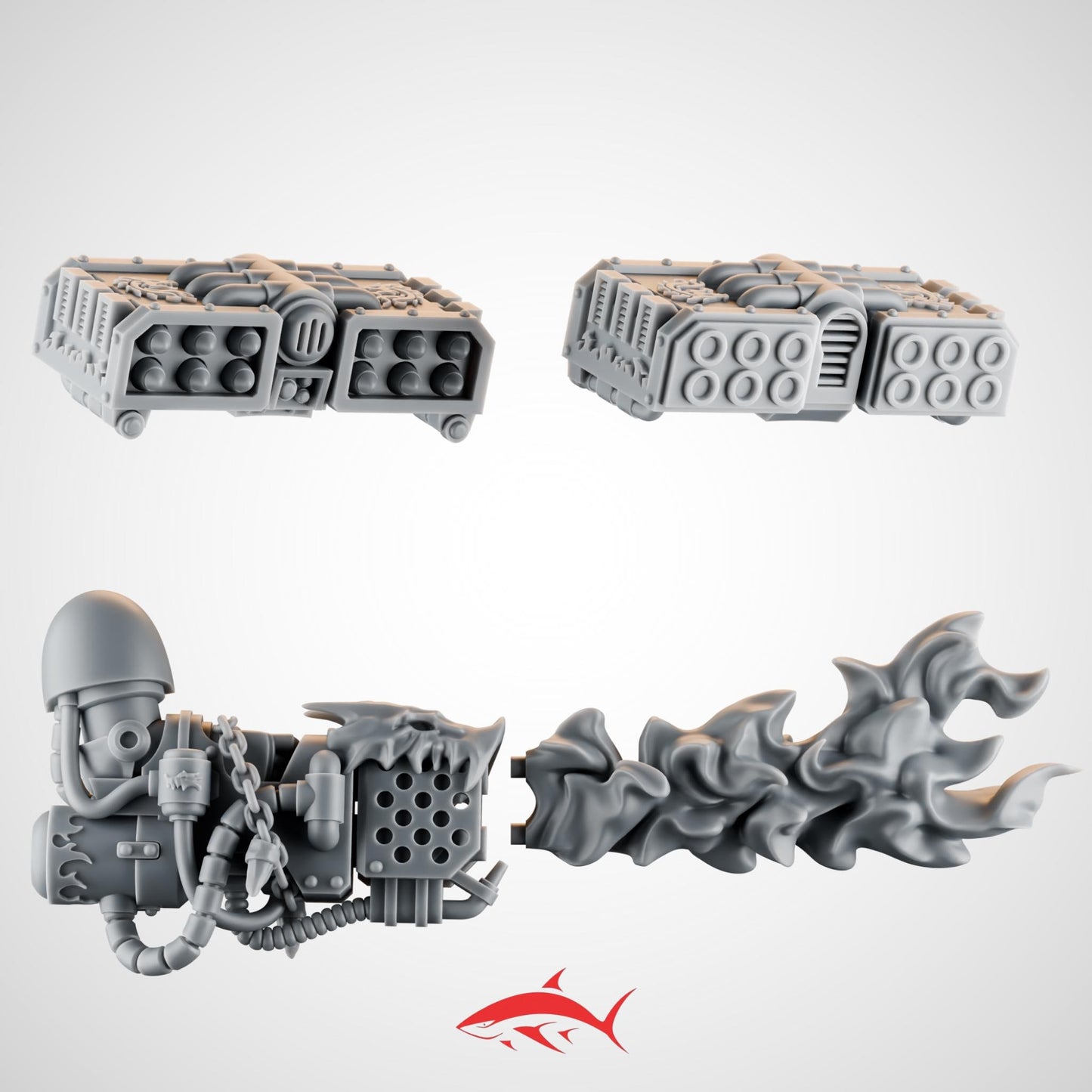Ember Forge Terminator Heavy Weapons Kit for Fire Lizard – Backpack Rocket Pods & Heavy Flamer Gauntlet