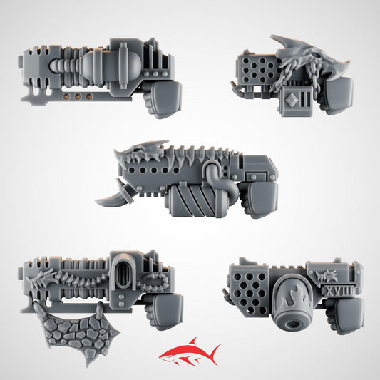 Set 2 – 5 Ember Forge Weapon For Fire Lizard – Scorched Motifs & Fuel Tanks