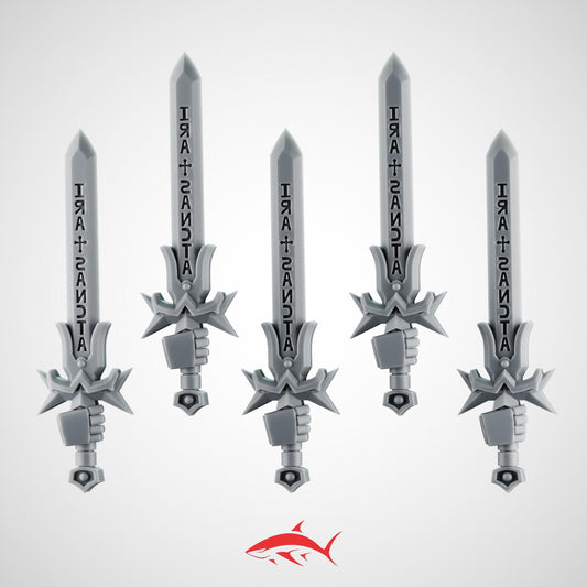 Set 4 - 5 Black Crusader without Chain Swords – Knightly Power Blades – Ultra HD 14K