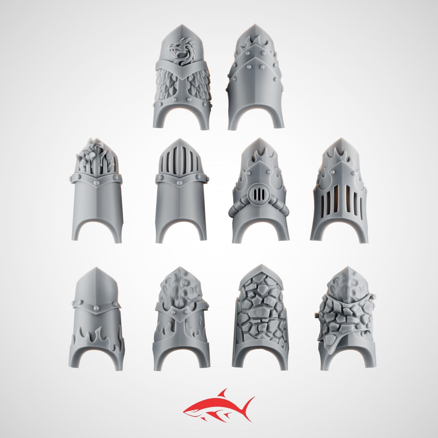 10 Terminator Ember Forge Greaves for Fire Lizard – Gothic Plates with Vents, Scales, Rivets & Stone Textures