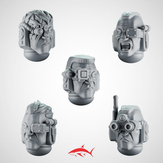 Set 5 - 5 Tactical Heads – Occular Augmented Soldier Bits with Bionic Implants Ultra HD 14K