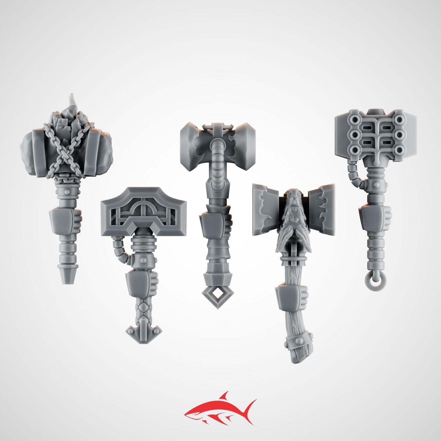 Set 3 – 5 Emberforge Hammers for Fire Lizard – Dragon-Head Mauls, Rune-Carved Blocks & Forge Emblems