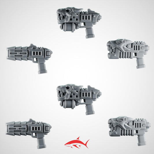 Guns For Belt – 6 Greytide Weapon For Fire Lizard – Scorched Motifs & Fuel Tanks