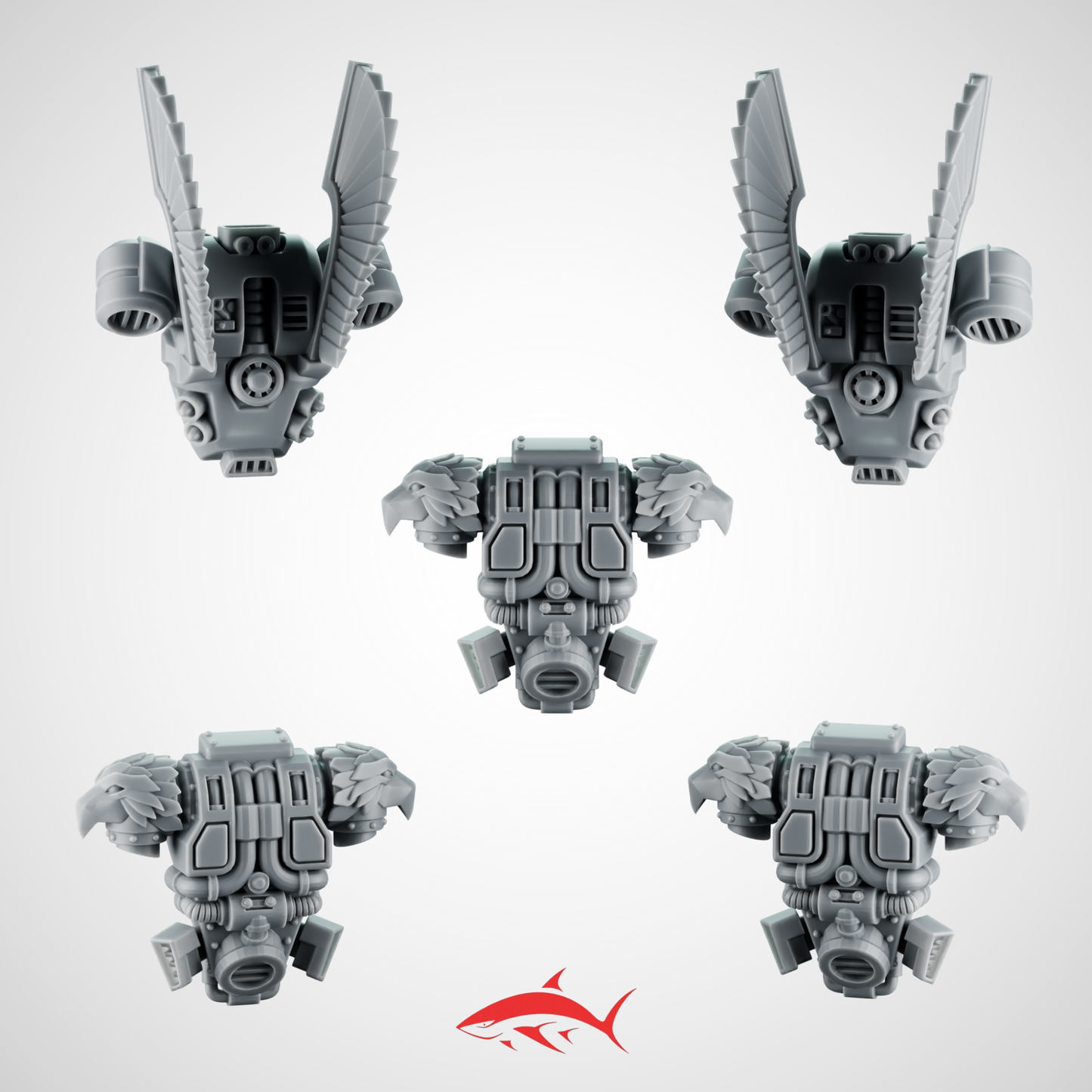 Set 1 - Backpack Fallen Angel With Eagles and Wings Greytide - Bits Ultra HD 14K