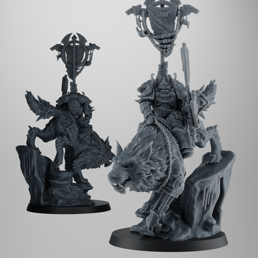 Jarl on Storm Wolf – Viking Wolf Clan Pack Leader – 32mm Heroic Resin MiniatureGrimdark Kitbash