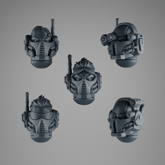 SET 3 - 5 Rapt’ops Tactical Heads – Jungle Recon Warrior Bits with Visors & Bandanas – 32mmm
