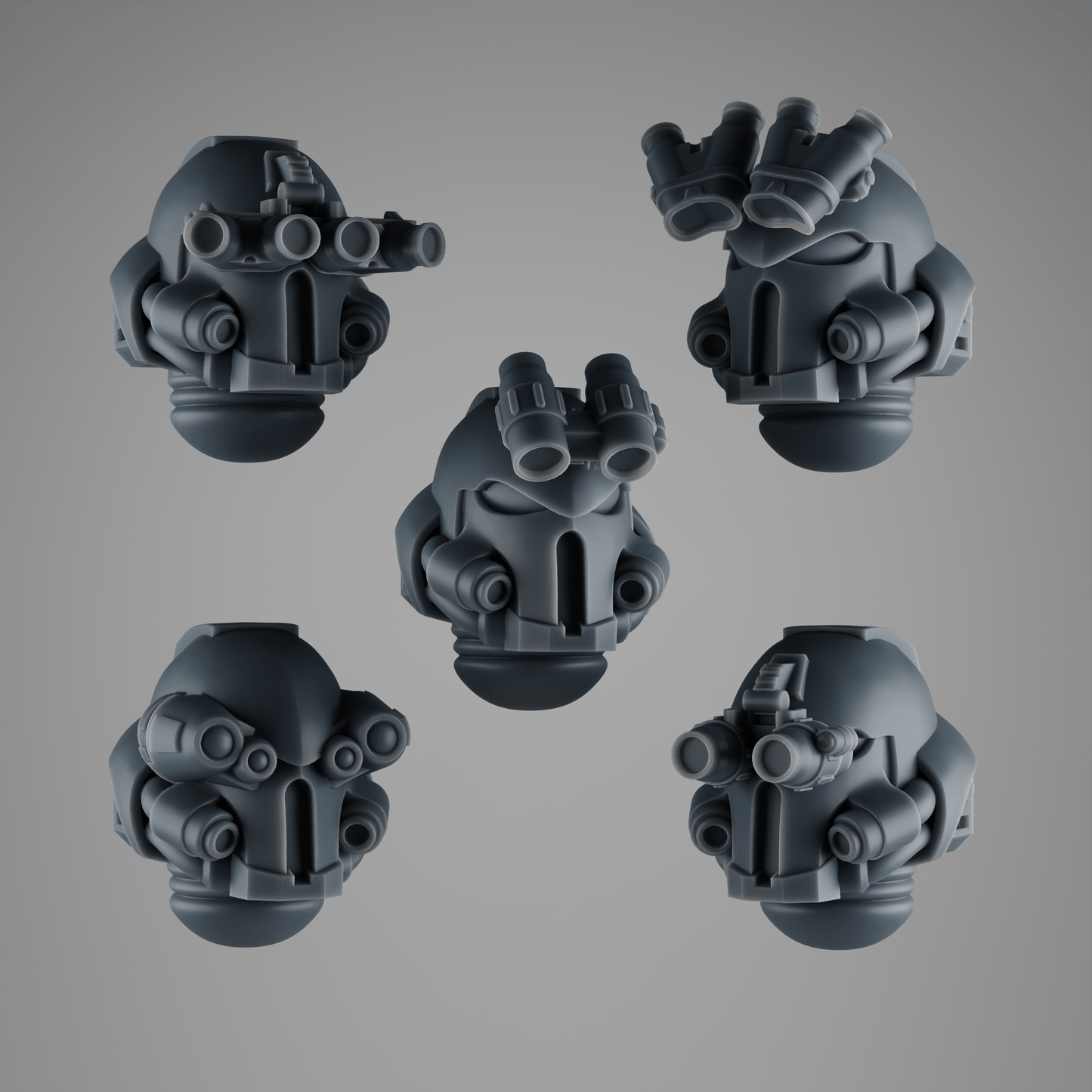SET 4 - 5 Rapt’ops Tactical Heads – Jungle Recon Warrior Bits with Visors & Bandanas – 32mmmm