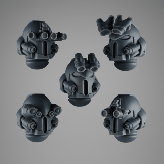 SET 4 - 5 Rapt’ops Tactical Heads – Jungle Recon Warrior Bits with Visors & Bandanas – 32mmmm