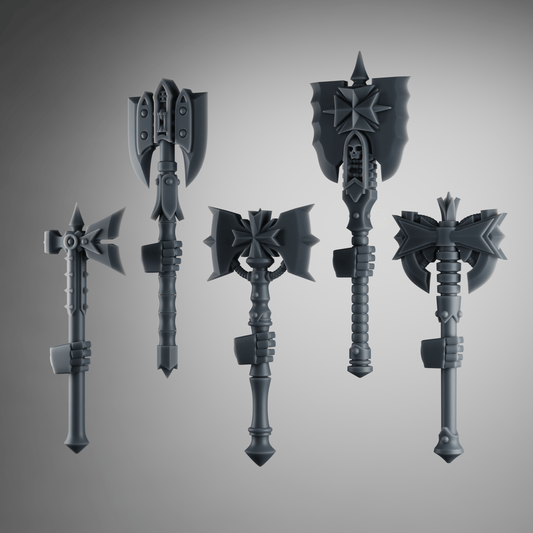 SET1 - 5 Crusader Axes – Gothic Melee Weapons for Black Crusade Knights – 32mm Kitbash Bits