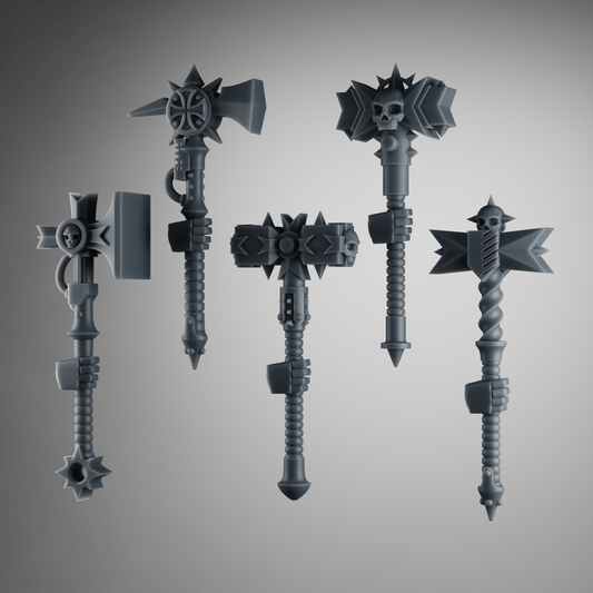 SET3 - Crusader Power Hammers – Gothic Melee Weapons for Black Crusade Knights – 32mm Kitbash Bits (x5)