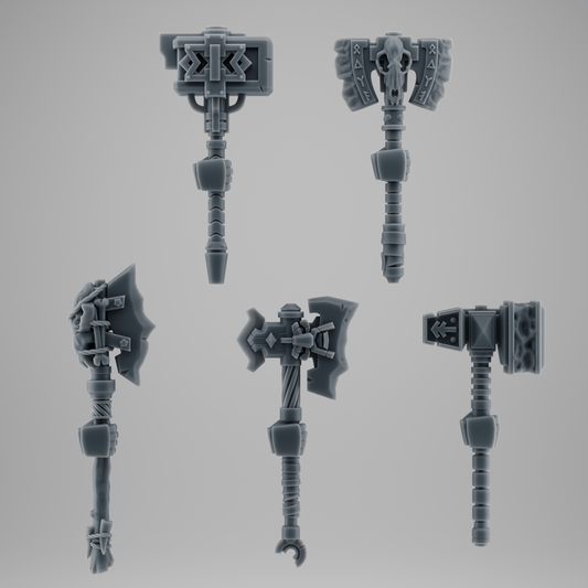 SET 5 - 5 Viking Axes for Kitbash – Grimdark Custom Bits for Wolf Warriors – 32mm Scale Wargame