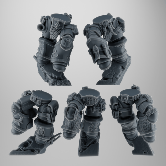 SET 1 - 5 Viking Wolf Warrior Legs – Rune-Engraved 32mm Bits with Fur, Fangs & Tribal Detail