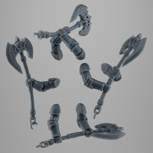 SET 2 - 4 Great Viking Axes for Wolf Warriors – Two-Handed Grimdark Weapons – 32mm