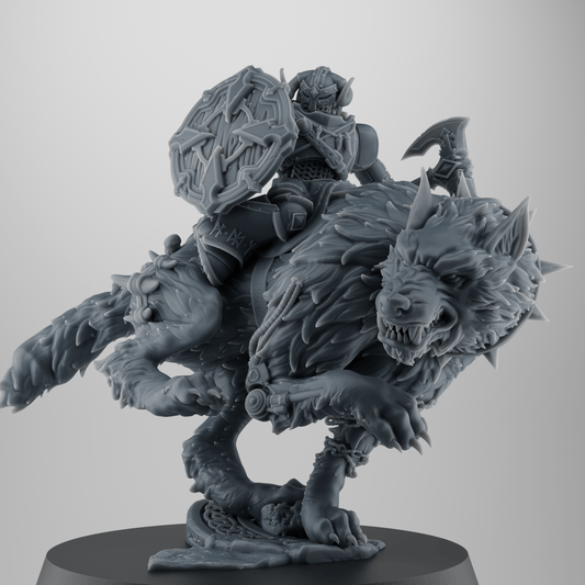 SET 3 - Heroic Wolf Rider – Viking Warrior Mounted on Rune-Beast – 32mm Resin Miniature for Grimdark Kitbash
