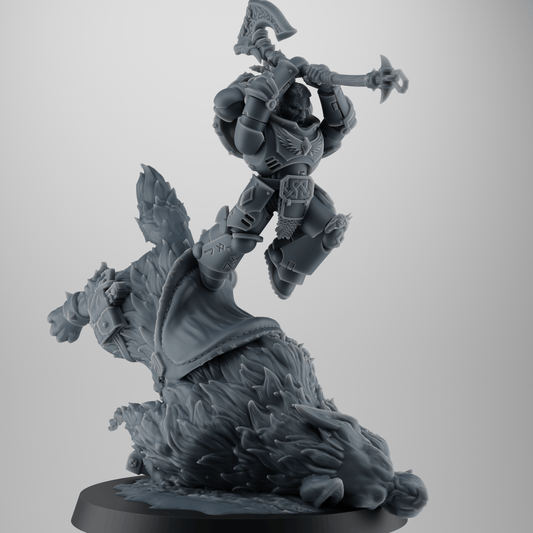 SET 4 - Heroic Wolf Rider – Viking Warrior Mounted on Rune-Beast – 32mm Resin Miniature for Grimdark Kitbash