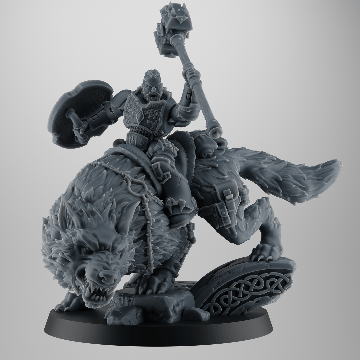 SET 5 - Heroic Wolf Rider – Viking Warrior Mounted on Rune-Beast – 32mm Resin Miniature for Grimdark Kitbash