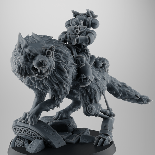 SET 2 - Heroic Wolf Rider – Viking Warrior Mounted on Rune-Beast – 32mm Resin Miniature for Grimdark Kitbash