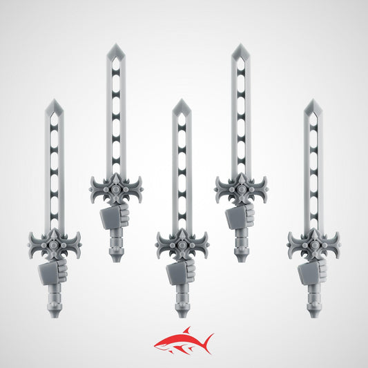 Set 3 - 5 Black Crusader without Chain Swords – Knightly Power Blades – Ultra HD 14K