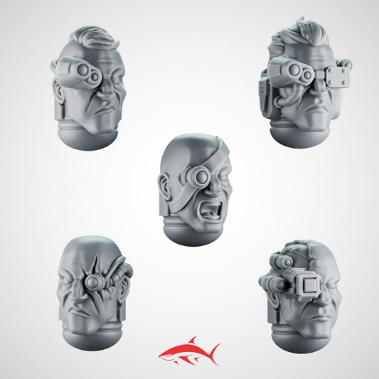 Set 4 - 5 Tactical Heads – Occular Augmented Warrior Bits with Bionic Eyes Ultra HD 14K