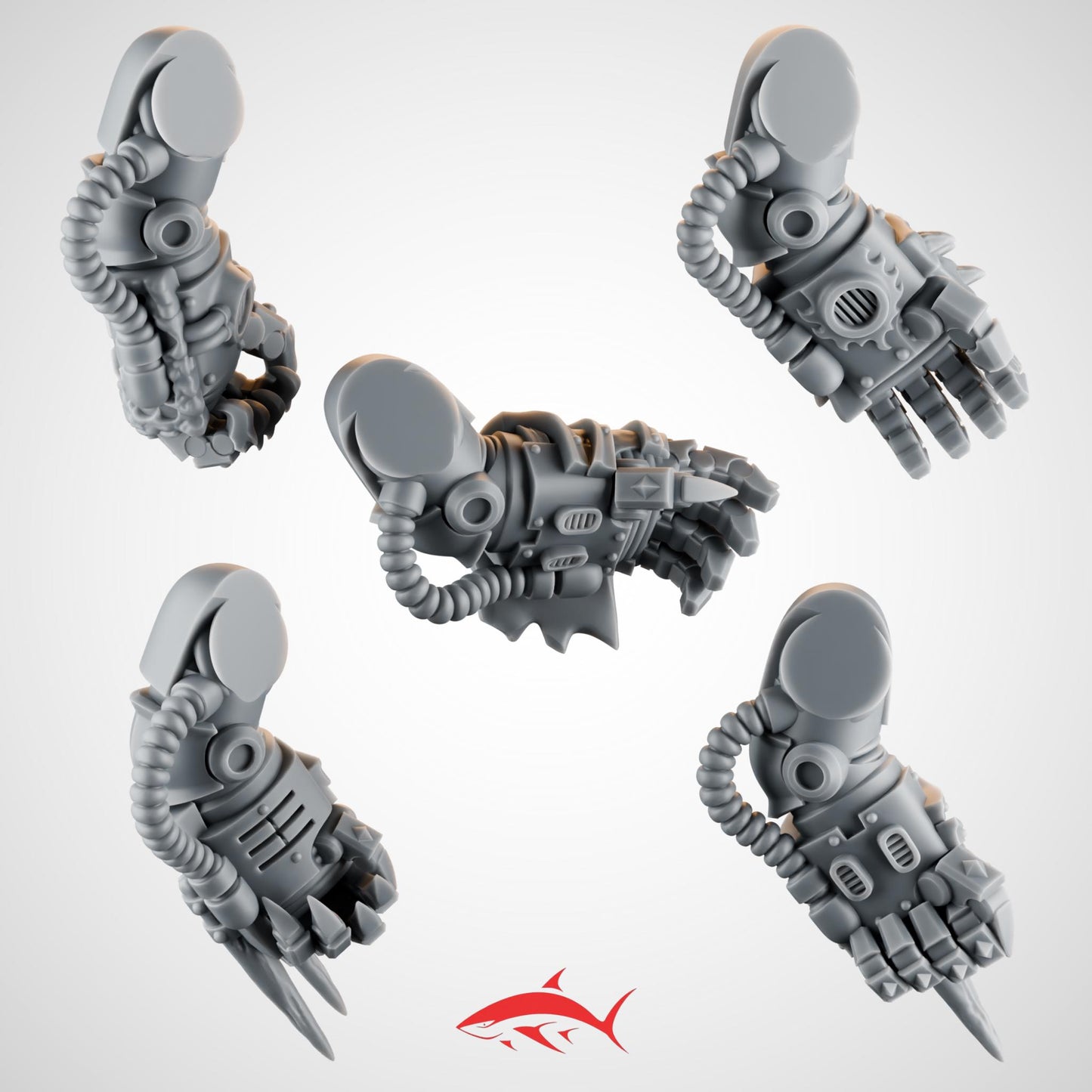 Set 1 – 5 Emberforge Power Fists for Fire Lizard – Spiked Talons, Dragon-Scale Bracers & Cable-Linked Vents