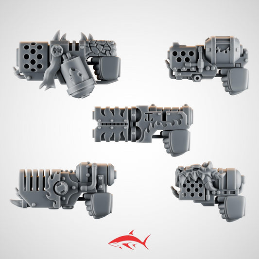 Set 1 – 5 Ember Forge Weapon For Fire Lizard – Scorched Motifs & Fuel Tanks