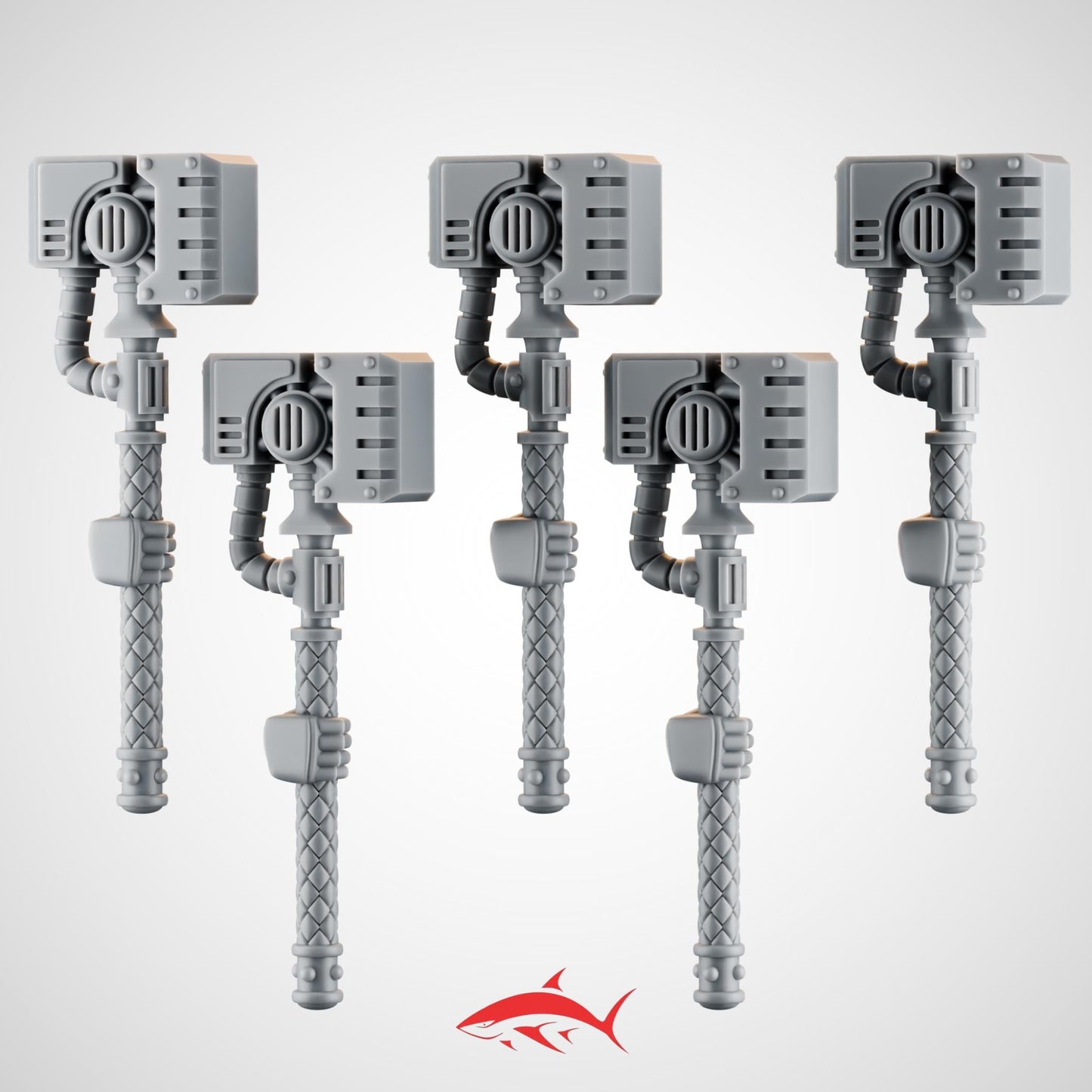 Set 1 – 5 Emberforge Terminator Power Hammers for Fire Lizard – Cable-Fed, Vented Block Heads & Braided Grips