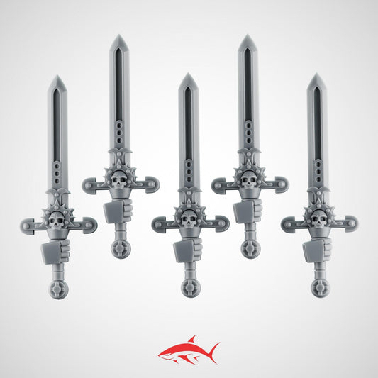 Set 6 - 5 Black Crusader without Chain Swords – Knightly Power Blades – Ultra HD 14K