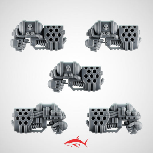 5 Terminator Heavy Flamers – Heavy Weapons with Mechanical Details – Ultra HD 14K Resin