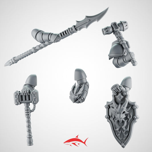 Heroic poses 5 Greytide arms for Fire Lizard – Helmet, Hammer, Spear and Shield