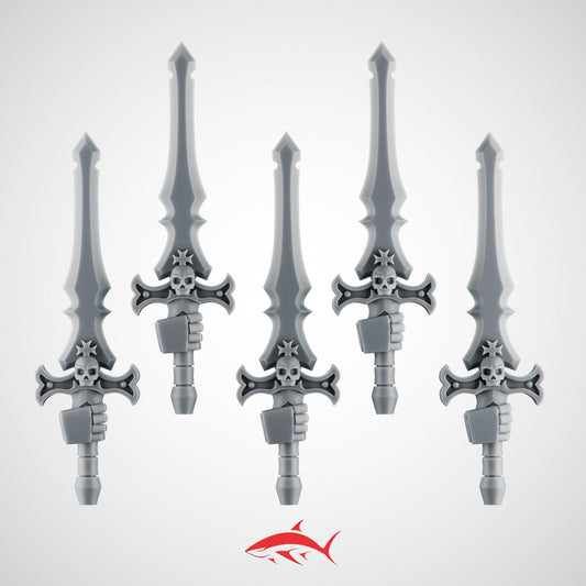 Set 1 - 5 Black Crusader Swords – Knightly Power Blades – Ultra HD 14K
