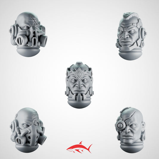 Set 7 – 5 Greytide Heads for Fire Lizard – Horned Helms, Dragon-Skull Masks & Lava-proof helmet