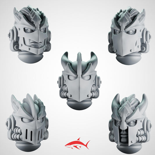 Set 5 – 5 Greytide Heads for Fire Lizard – Horned Helms, Dragon-Skull Masks & Lava-Scale Visors