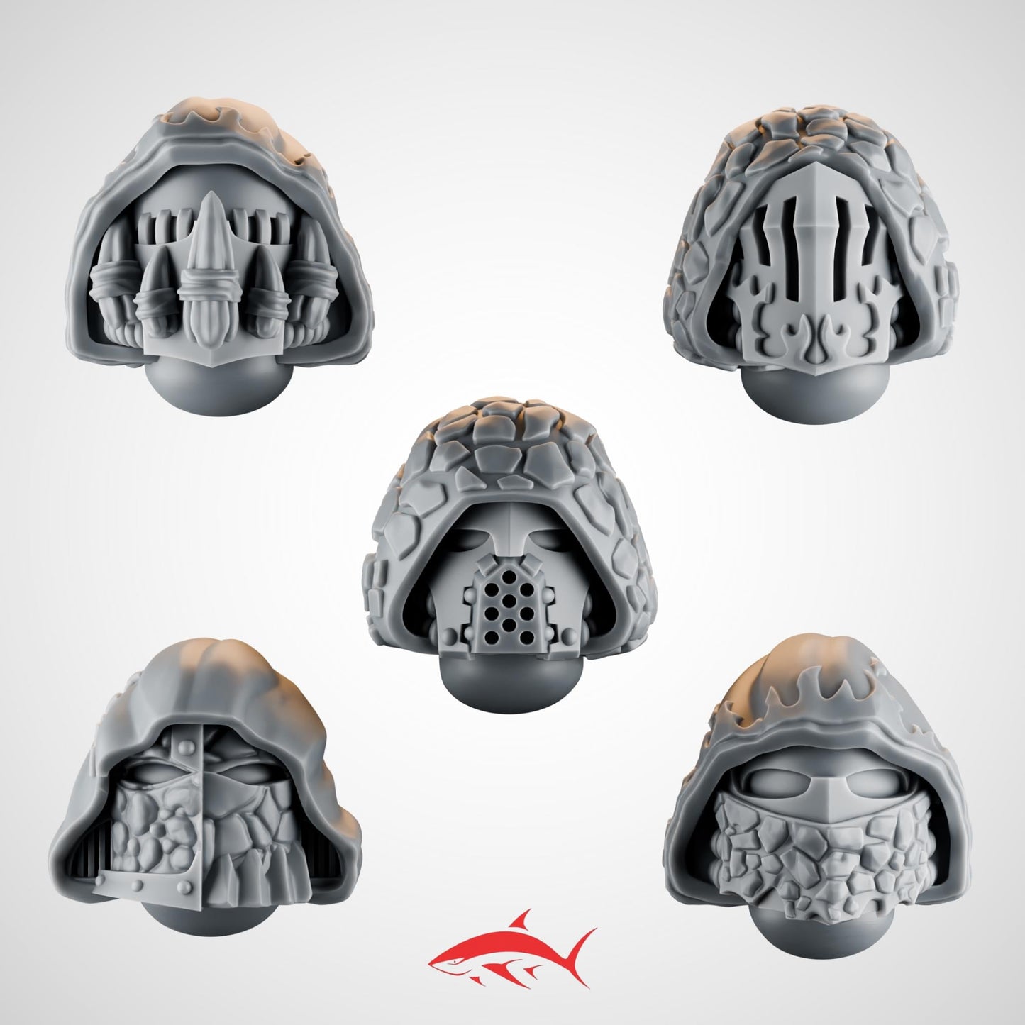 Set 3 – 5 Emberforge Heads for Fire Lizard – Horned Helms, Dragon-Skull Masks & Lava-Scale Visors