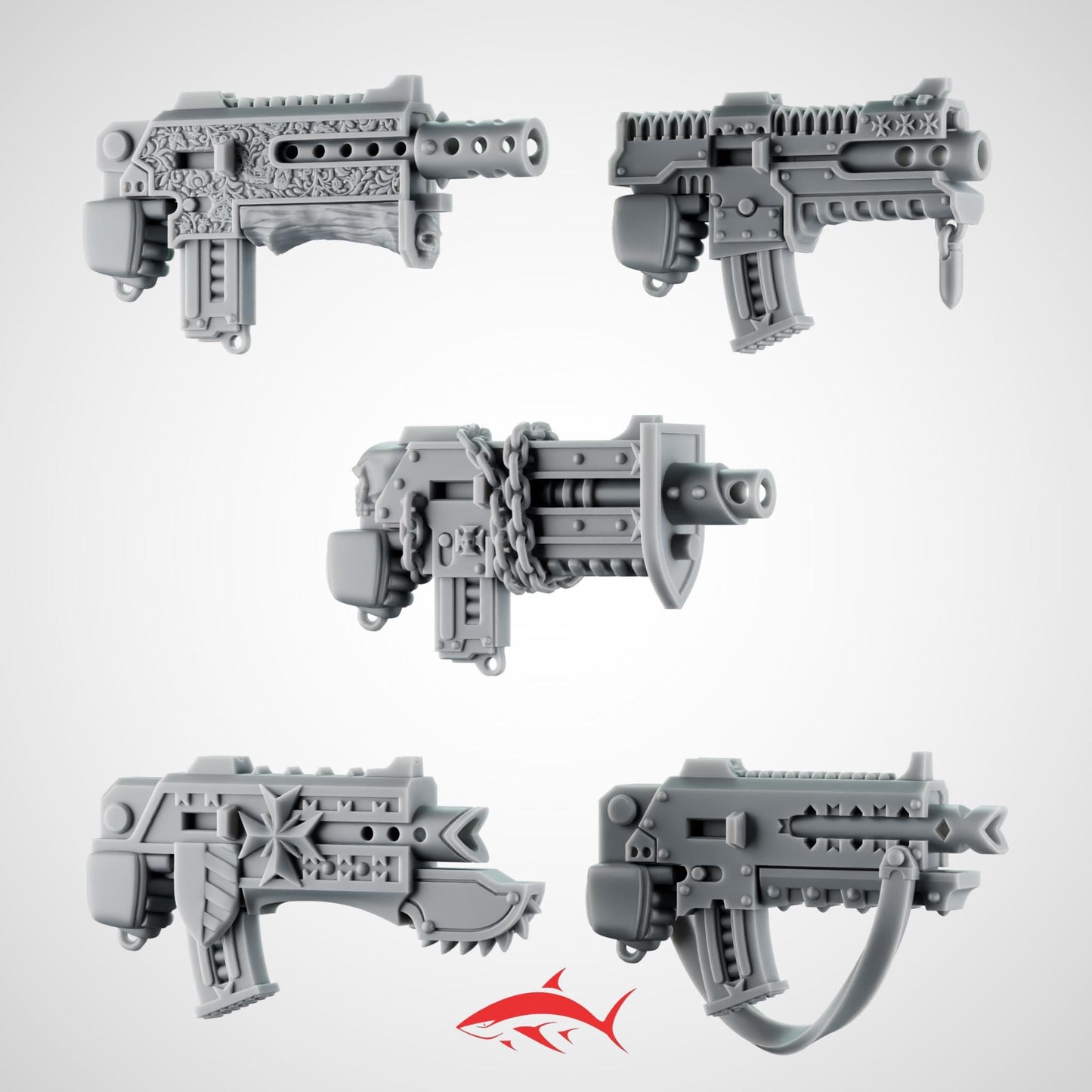 Set 2 – 5 Custom Guns – Chains, Flames & Details – Black Crusader Arsenal Ultra HD 14K