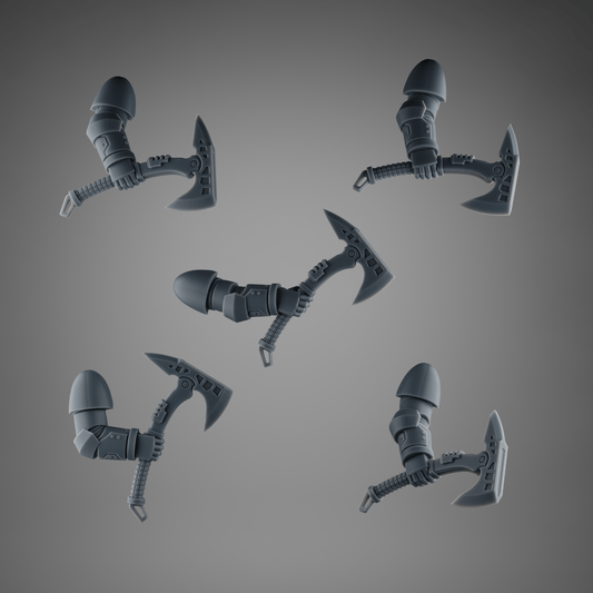 SET3 - 5 Tactical Axes for Rapt’ops – Grimdark Jungle Warfare Weapons – 32mm Kitbash Bits