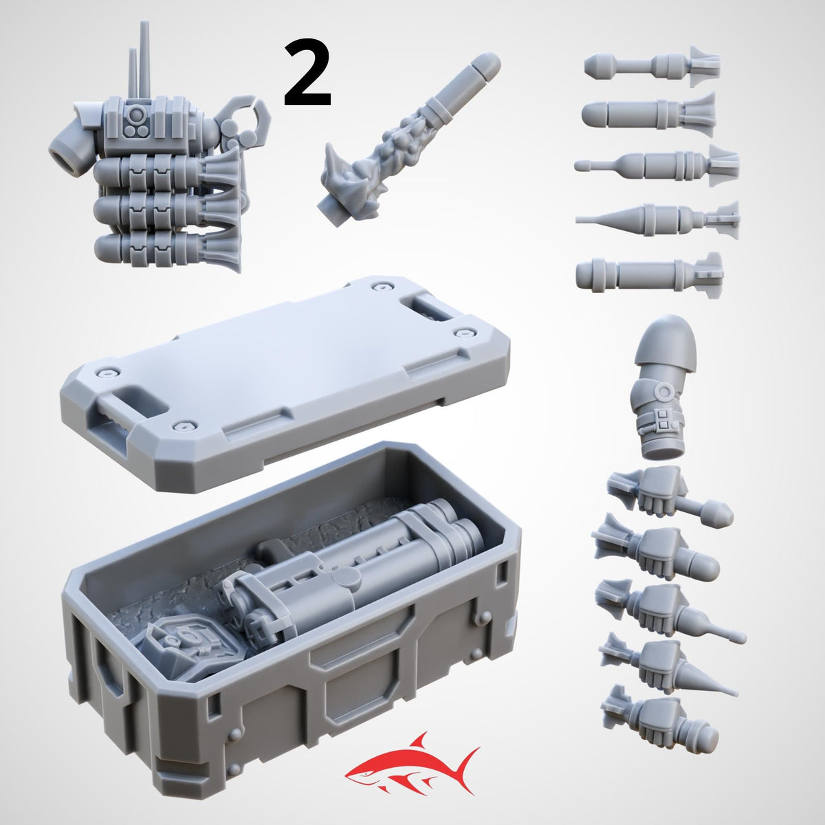 Missile Launcher Generic and Accessories for Demolition Team - 2 - 32mm scale resin bit - Sharkass