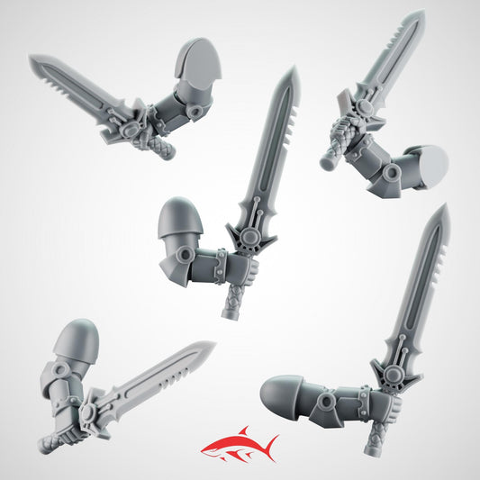 5 Swords With Arms –  Generic Double-Edged Serrated Swords - Bits Ultra HD 14K