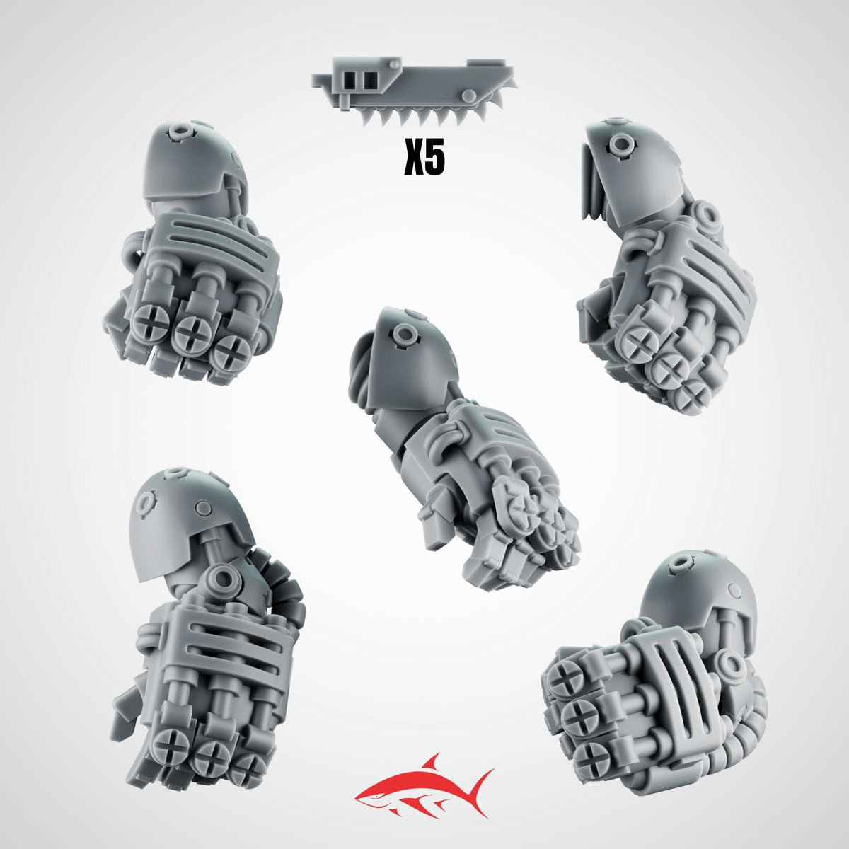 5 Terminator Bigpowerfists – Massive Chain-Wrapped Gauntlets with Reinforced Mechanisms - Left - resin bit - Sharkass