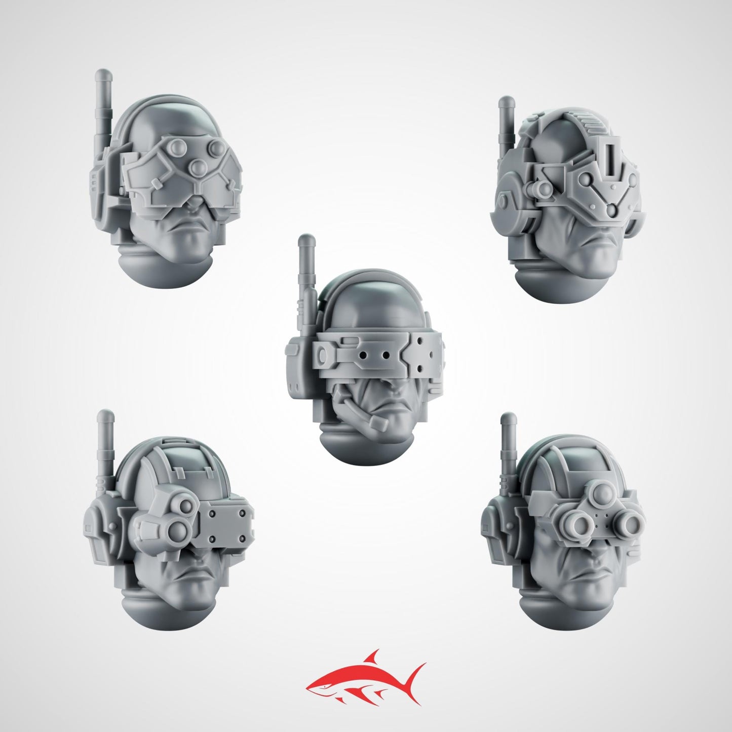 SET 3 - 5 Rapt’ops Tactical Heads – Jungle Recon Warrior Bits with Visors & Bandanas – 32mm