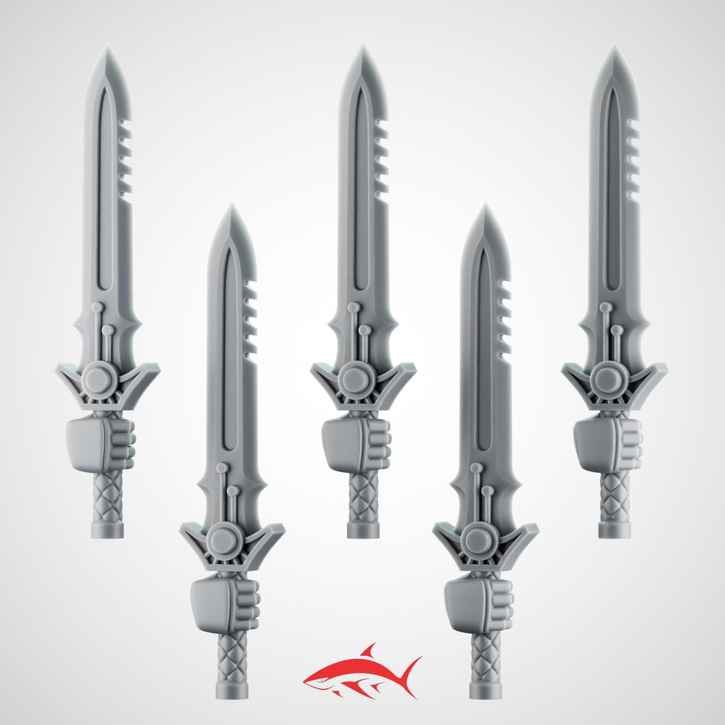 5 Swords –  Generic Double-Edged Serrated Swords - Bits Ultra HD 14K